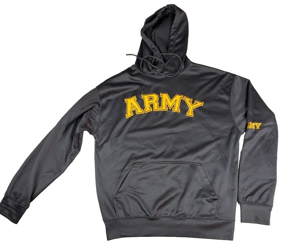 US Army Hoodie Mens Black Gold Embroidered Logo Pullover Military Sweatshirt